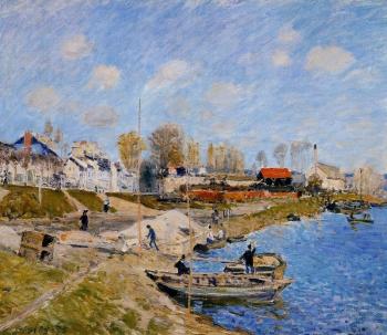 Alfred Sisley : Sand on the Quayside, Port-Marly
